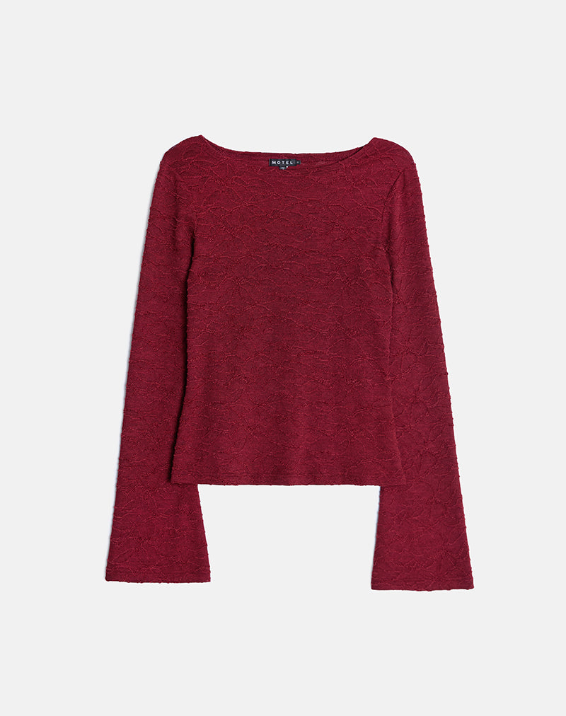 Bild von Aven Asymmetric Top aus strukturiertem Strick Rot