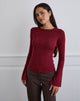 Bild von Aven Asymmetric Top aus strukturiertem Strick Rot