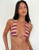 Bild von Cerry Bikini-Oberteil mit Perle in Horizontal-Mix-Streifen