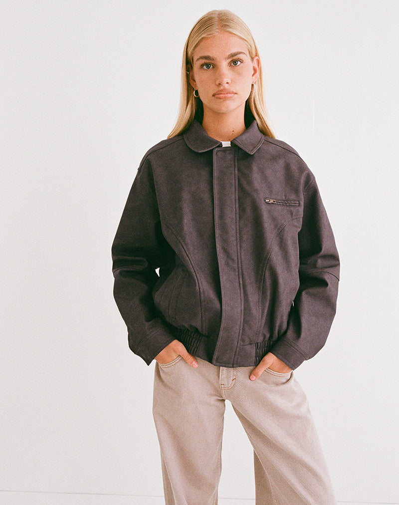 Image of Aviara Gekürzte Jacke in PU Dunkelbraun