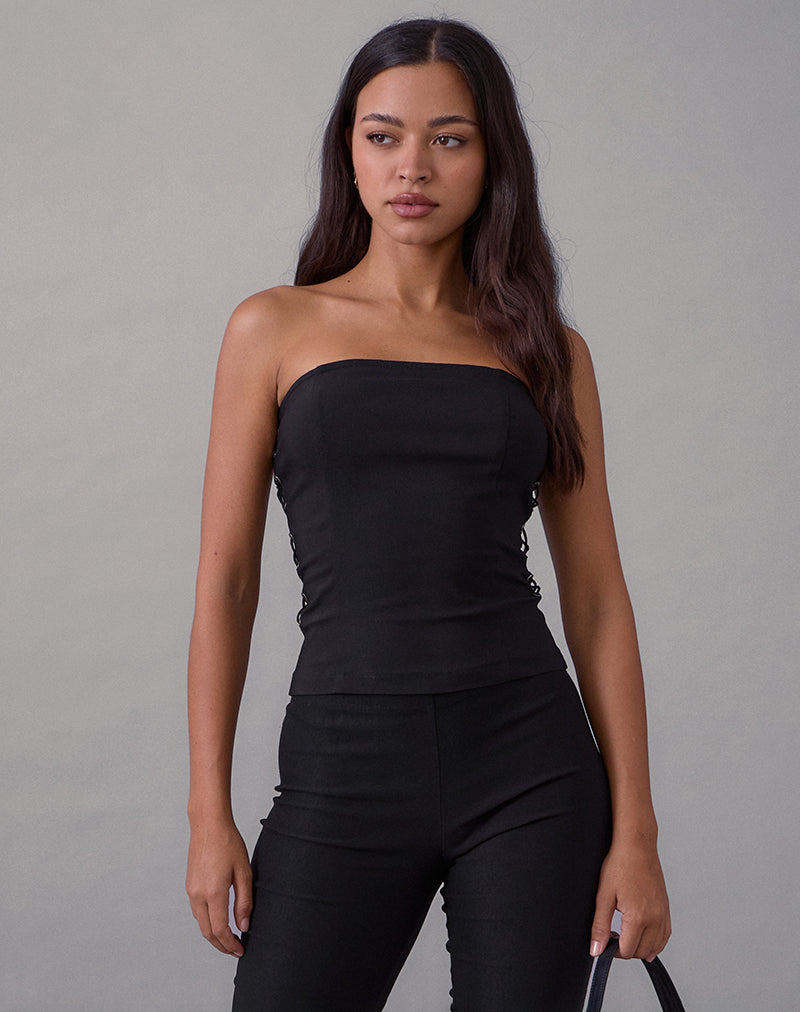 Avira Bandeau-Top mit Spitze in Tailoring Schwarz
