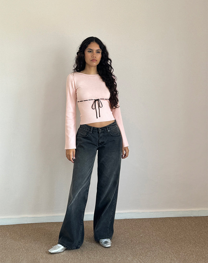 Image of Awdella Top in Blush Pink mit Schwarz