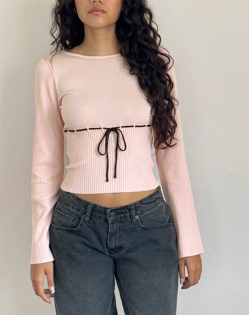 Image of Awdella Top in Blush Pink mit Schwarz