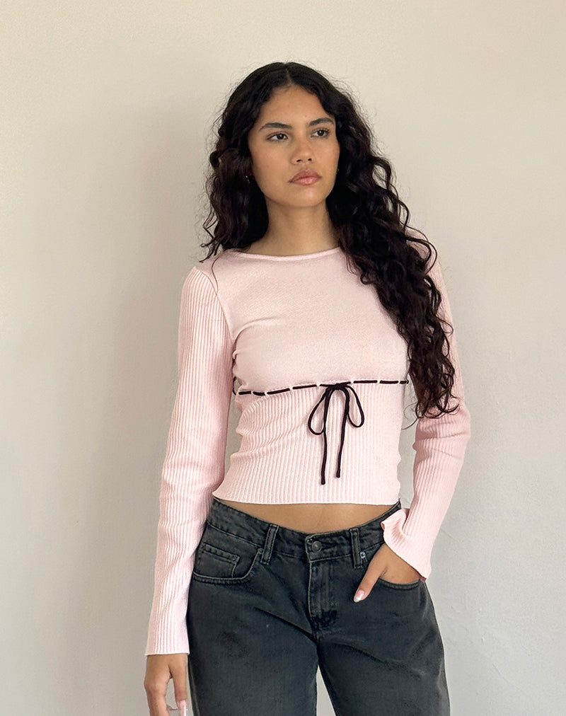 Image of Awdella Top in Blush Pink mit Schwarz