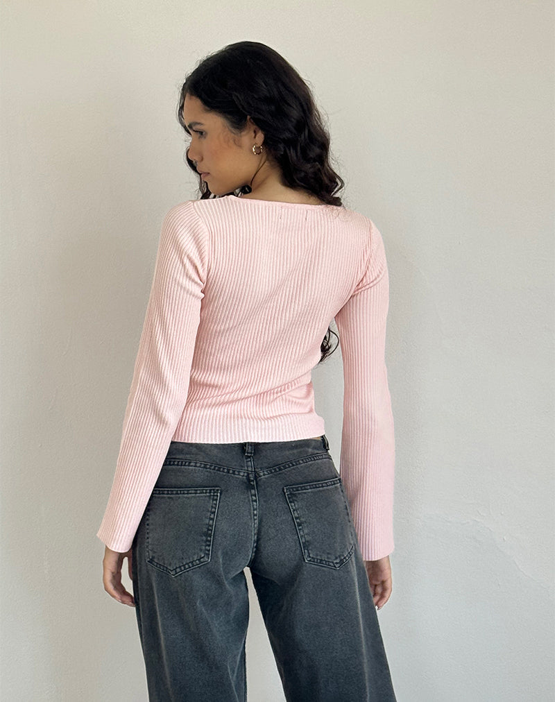 Image of Awdella Top in Blush Pink mit Schwarz