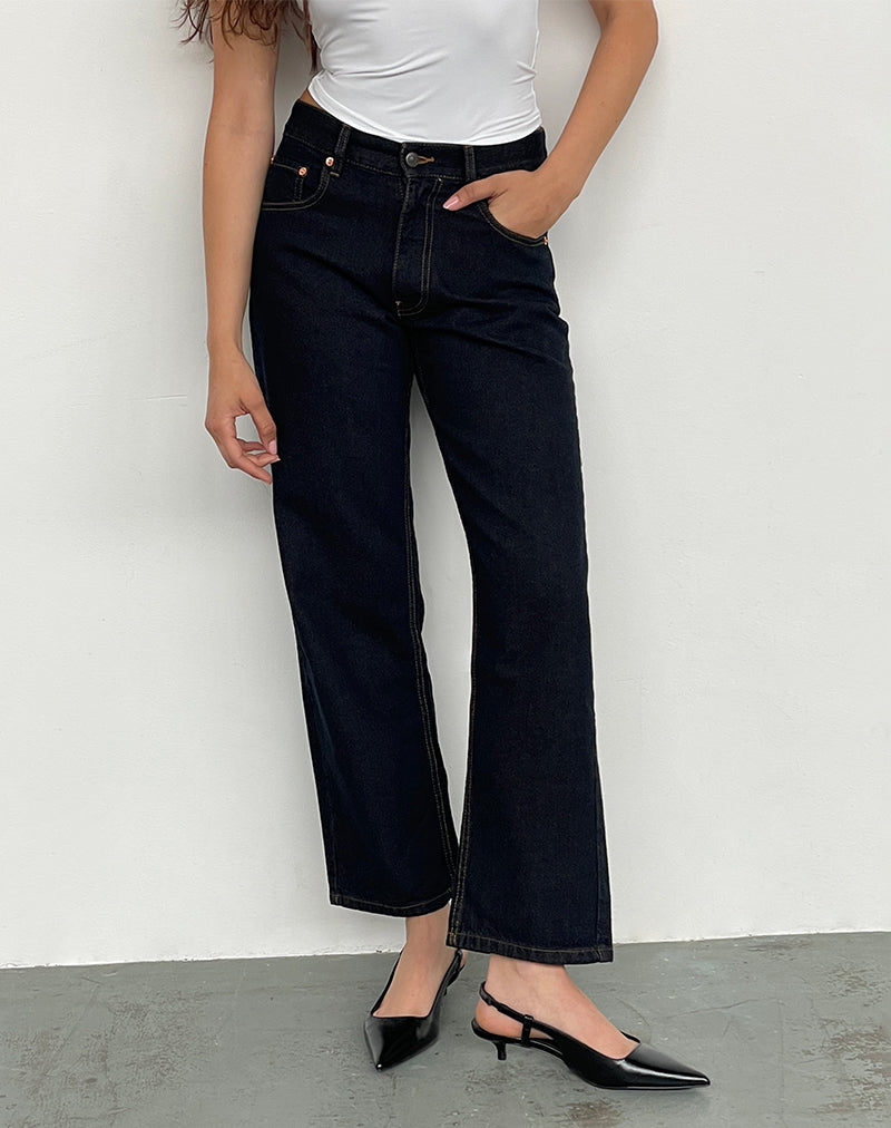 Bild von Mid Rise Awkward Parallel Jeans in Indigo