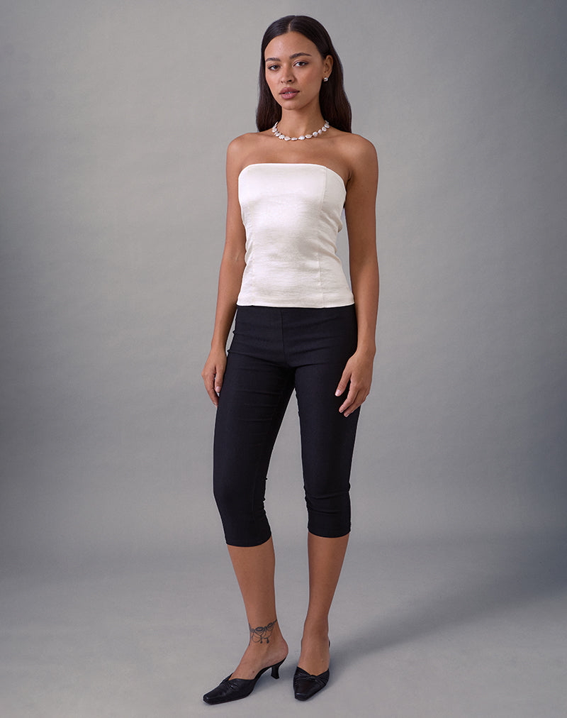 Bild von Ayaka Lace Up Korsett Top in Satin Jacquard Elfenbein