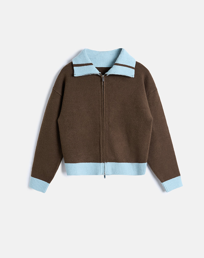 Image of Ayamu Pullover mit Reißverschluss aus braunem Strickstoff