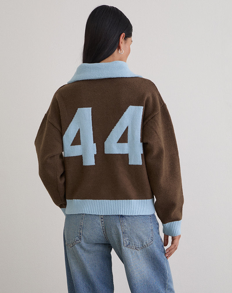 Image of Ayamu Pullover mit Reißverschluss aus braunem Strickstoff