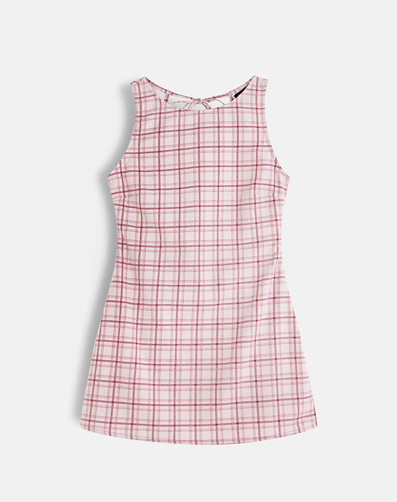 Ayana Rückenfreies Minikleid in Basic Tartan Rosa