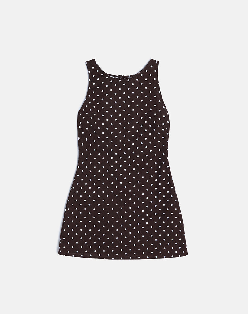 Image of Ayana Minikleid mit offenem Rücken in Medium Polka Braun