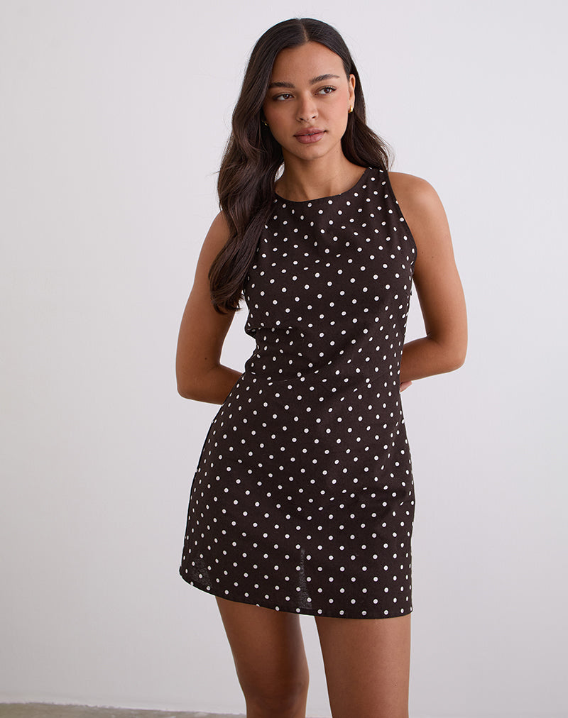 Image of Ayana Minikleid mit offenem Rücken in Medium Polka Braun