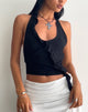 Bild von Aysu Rüschen-Detail-Halfterneck-Top in Schwarz