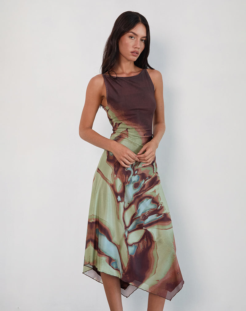 Image of Aysun Midikleid aus Lumen Mesh Braun