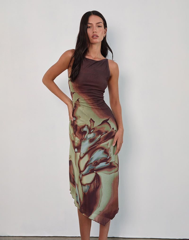 Image of Aysun Midikleid aus Lumen Mesh Braun