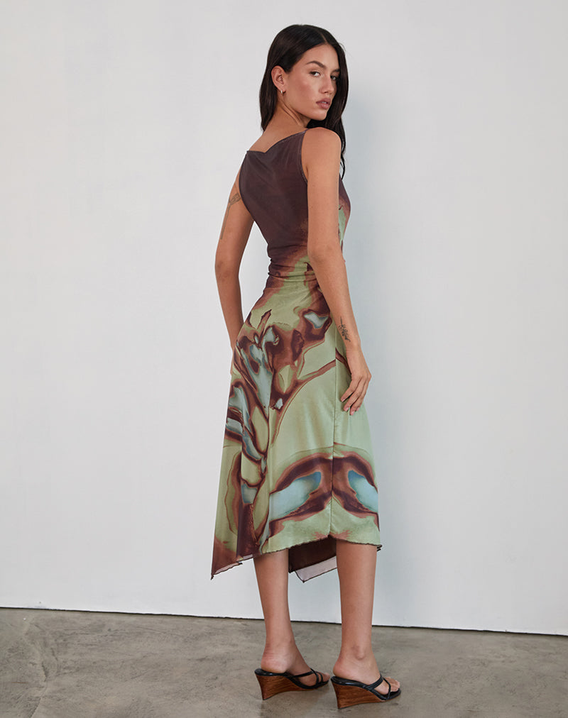 Image of Aysun Midikleid aus Lumen Mesh Braun
