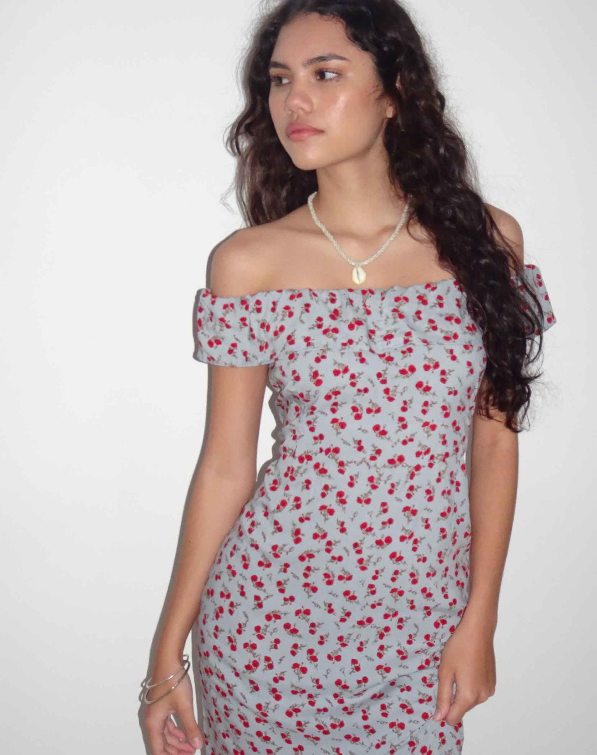 Bild von Ayudia Bardot Midikleid in Blau Floral Ditsy