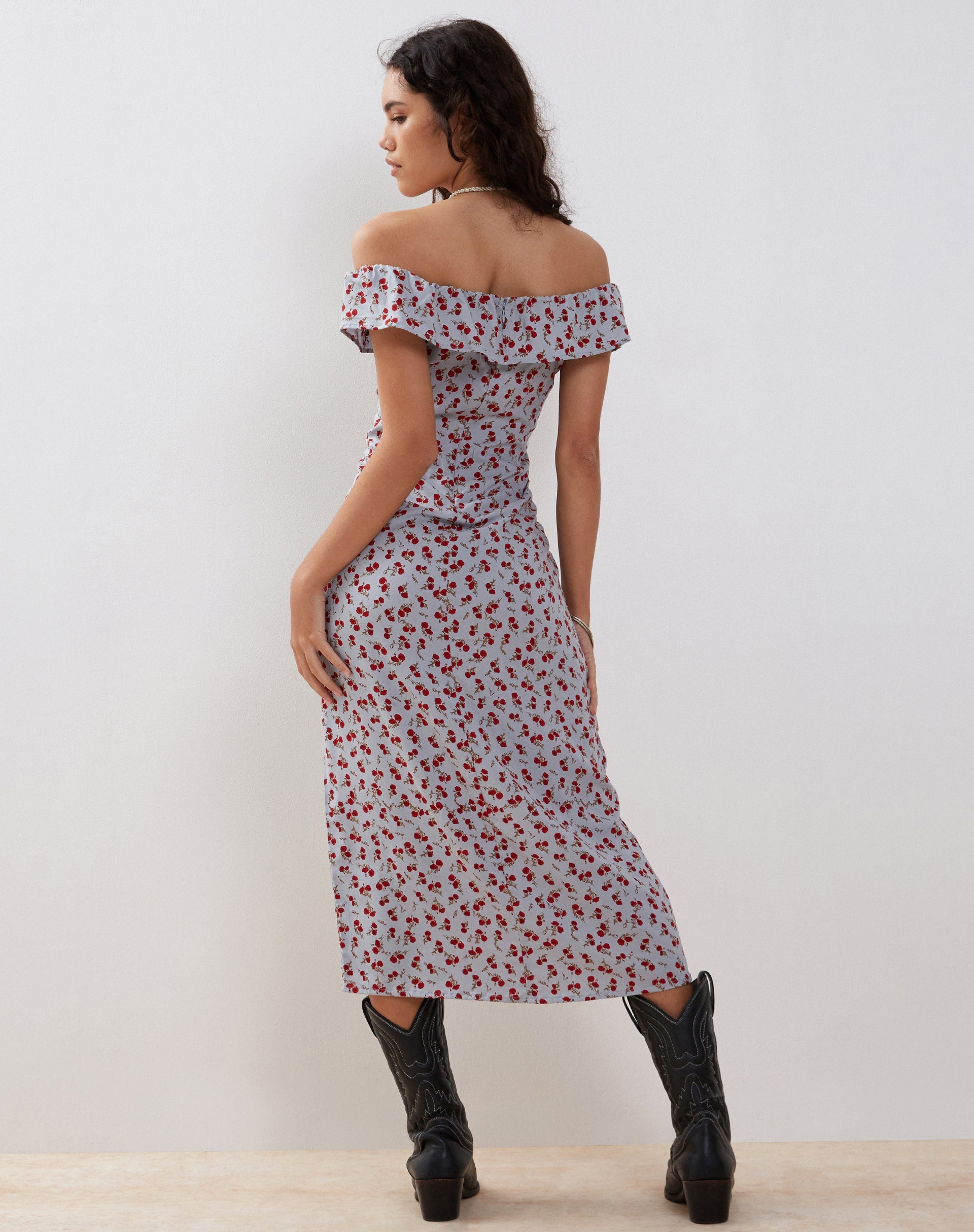 Bild von Ayudia Bardot Midikleid in Blau Floral Ditsy