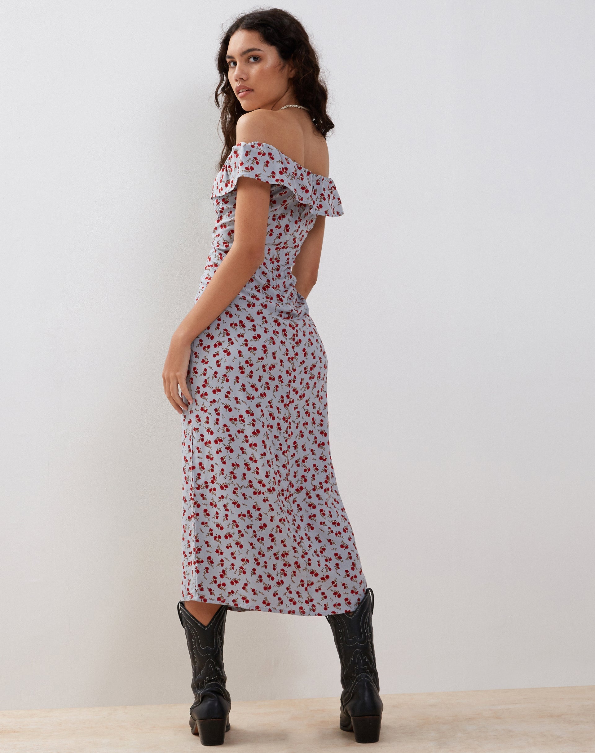 Bild von Ayudia Bardot Midikleid in Blau Floral Ditsy