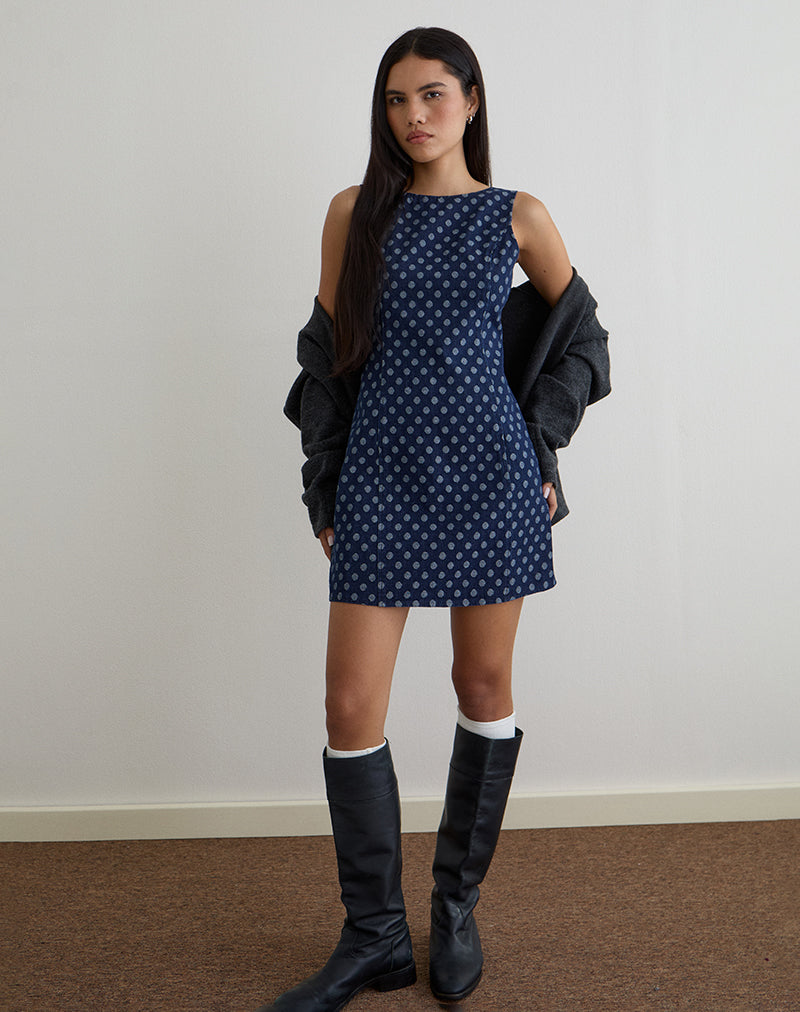 Image of Ayura Kleid in Polka Chambray Indigo