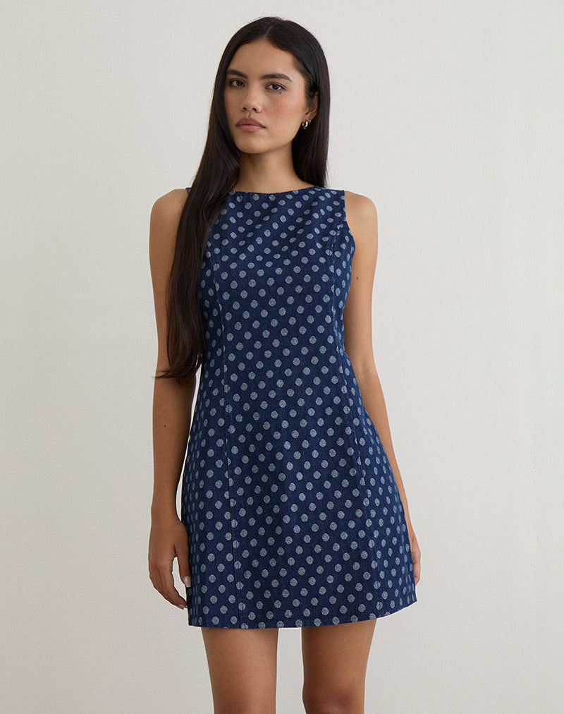 Image of Ayura Kleid in Polka Chambray Indigo