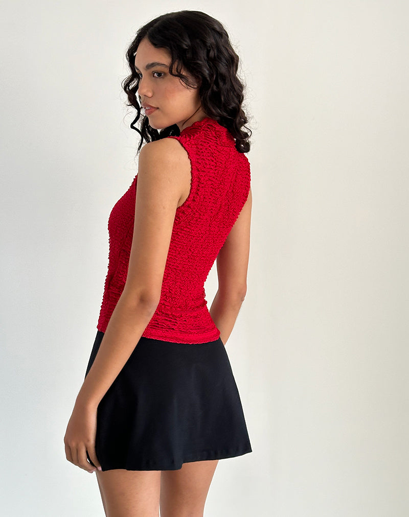 Bild von Arien Textured Mock Neck Top in Rot