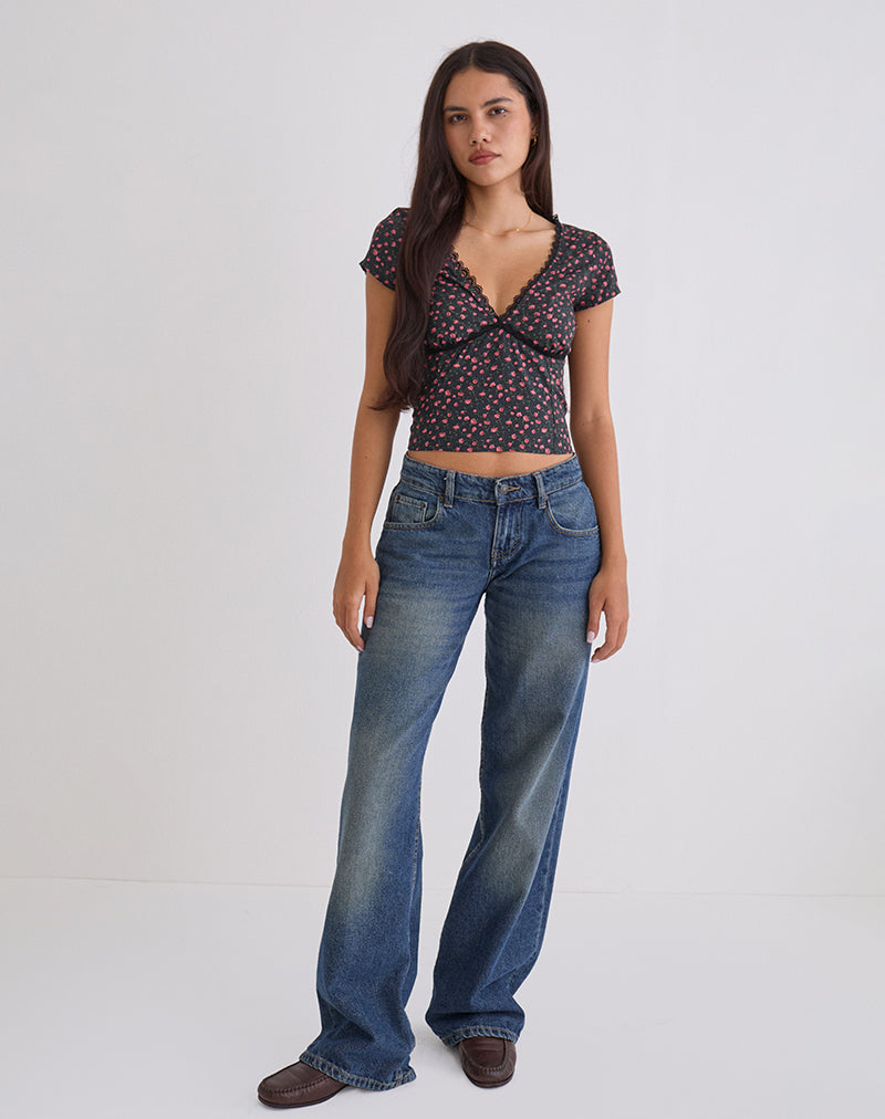 Image of Asani Top in Dark Pink Rose Schwarz