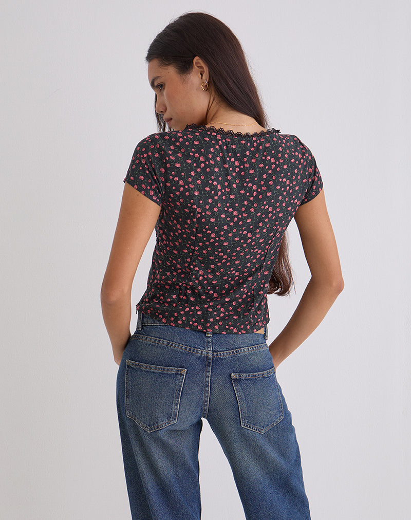 Image of Asani Top in Dark Pink Rose Schwarz