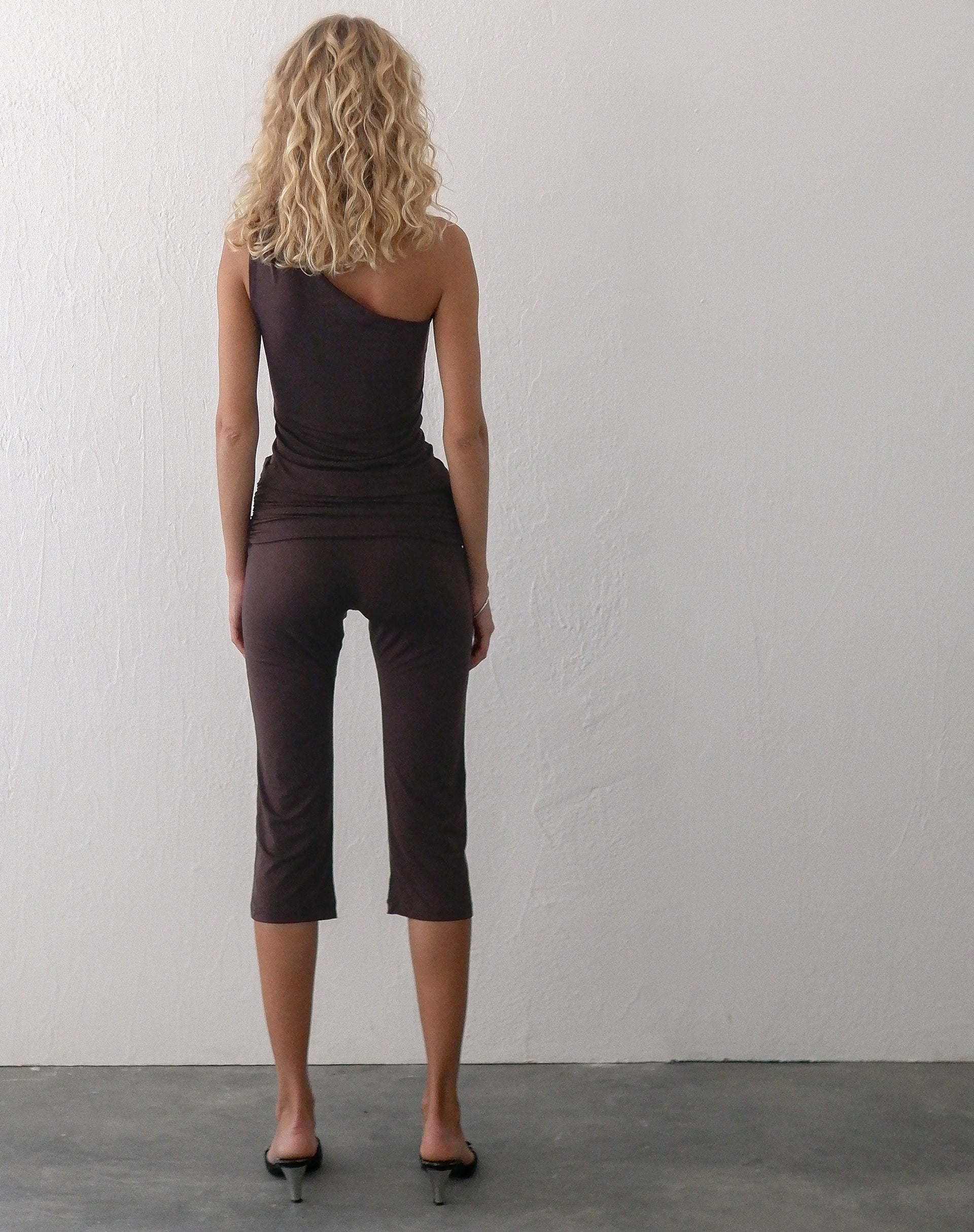 Image of Effy Capri-Hose mit Wickel-Bund in Mocca