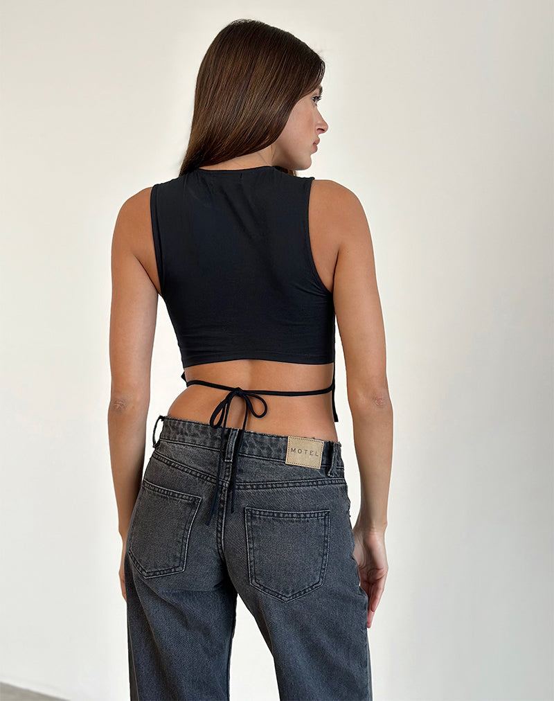 Bild von Baruna Tie Back Top in Schwarz