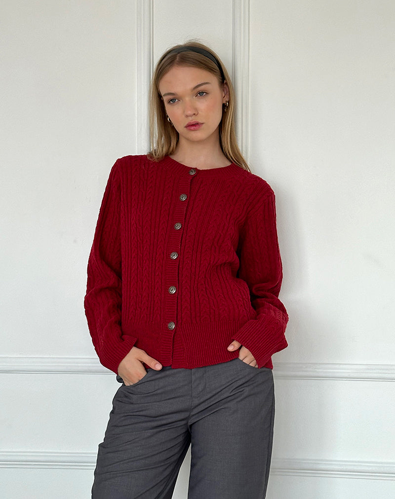 Image of Bavana Strickjacke in Tiefrot