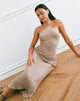 Image of Belara Maxikleid aus Satinstreifen Taupe