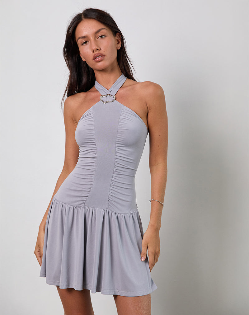 Belasar Minikleid aus Cupro Flieder Grau