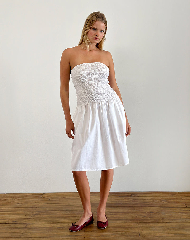 Bild von Belesi Bandeau Midikleid aus Popeline Weiß