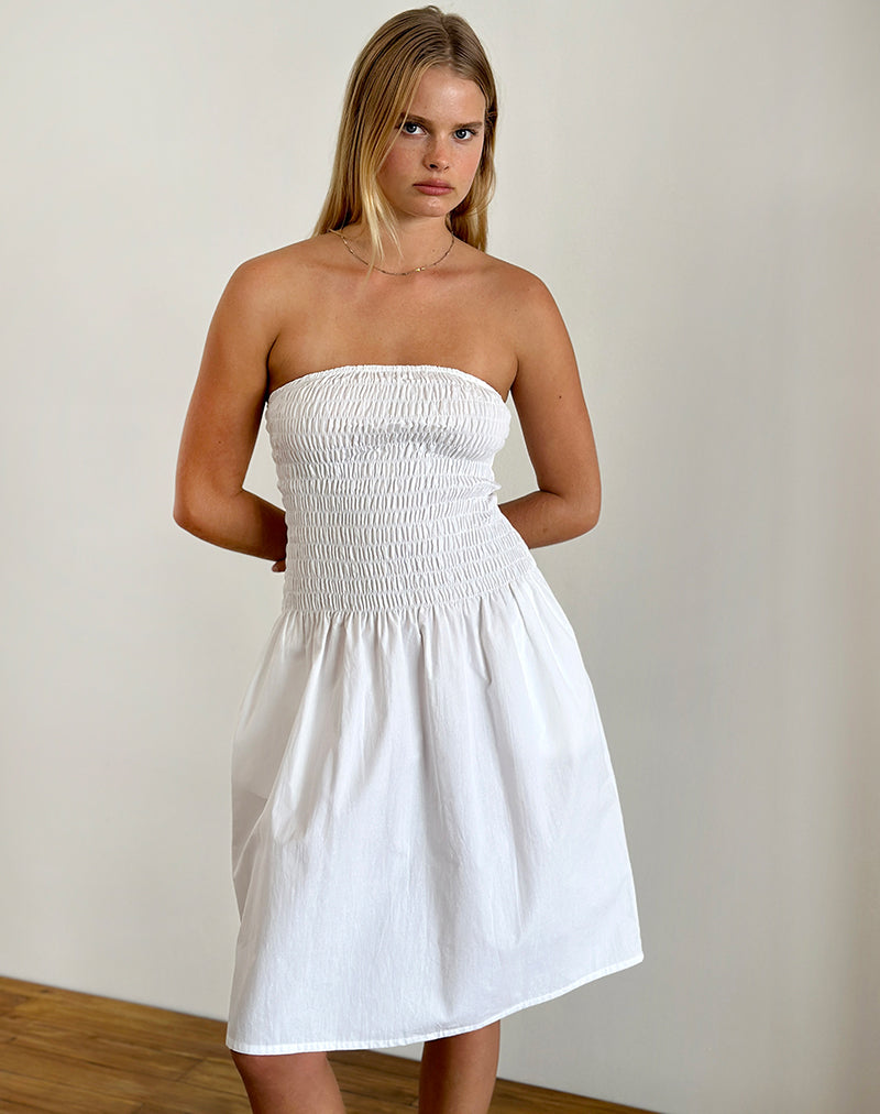 Bild von Belesi Bandeau Midikleid aus Popeline Weiß