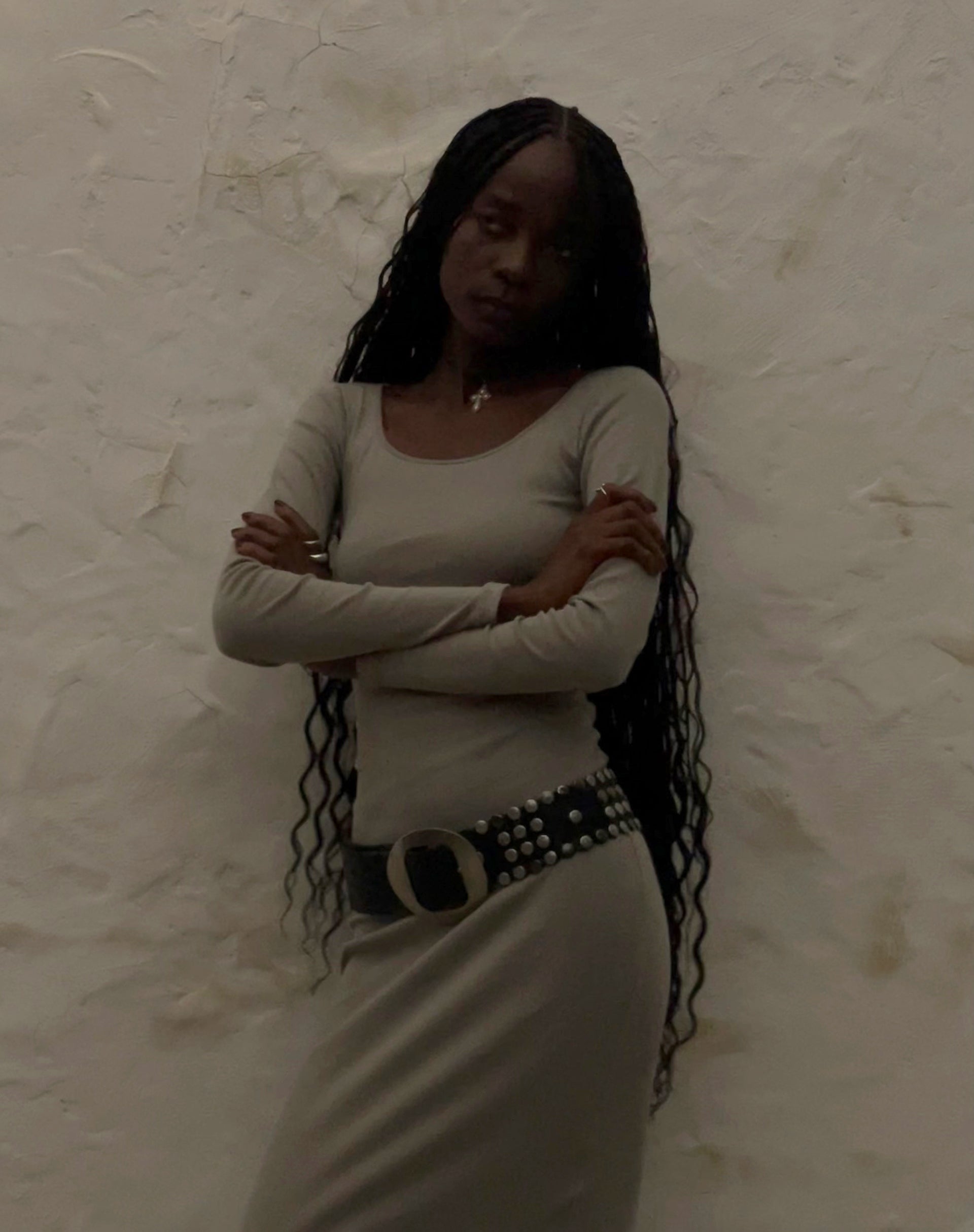Image of Belila Langärmeliges Maxikleid in Salbei Grau