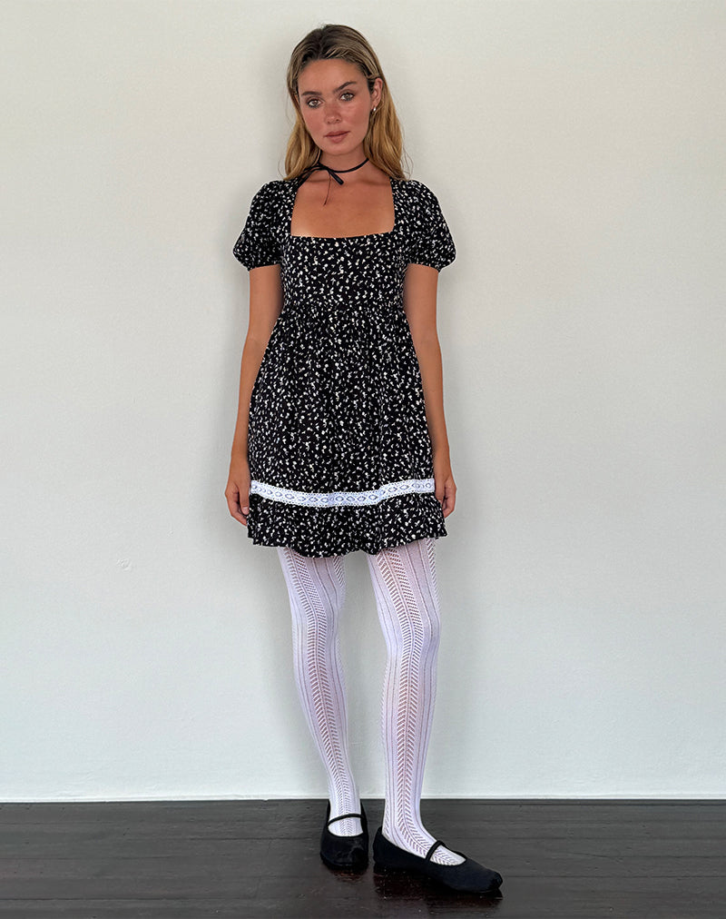 Image of Beling Mini-Teekleid in Schwarz Ditsy Romance