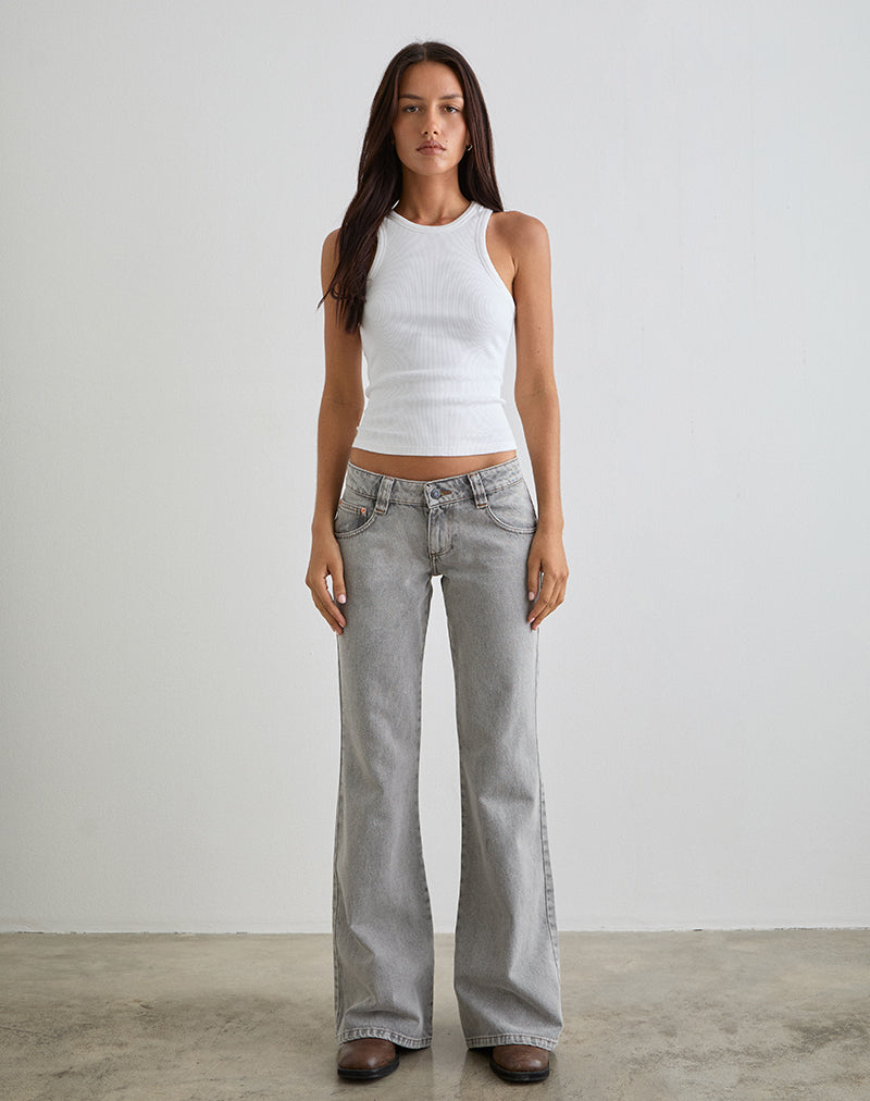 Bild von Bell Bottom Low Rise Flare Jeans in Bleached Grey