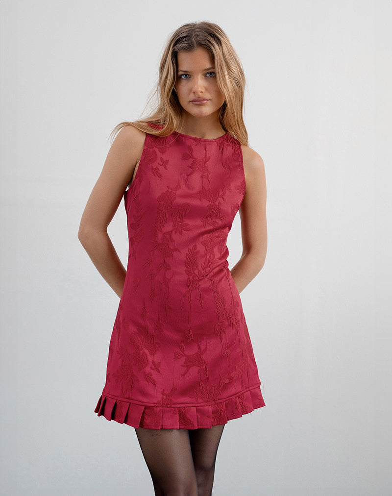 Benian Minikleid aus Satin-Jacquard Rot