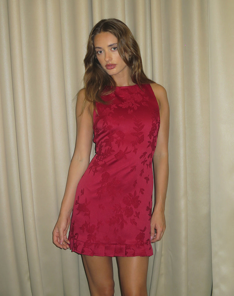 Benian Minikleid aus Satin-Jacquard Rot