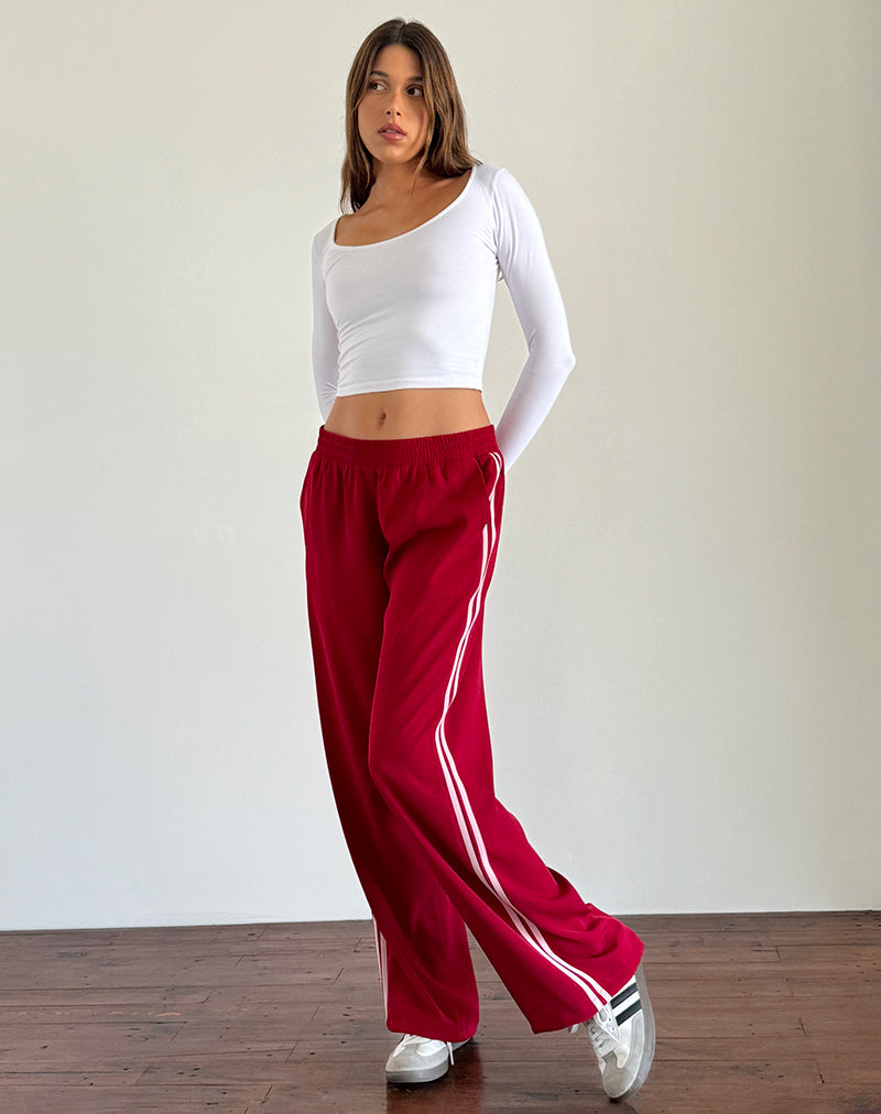 Bennett Wide Leg Trouser in Tailoring Rot mit rosa Streifen