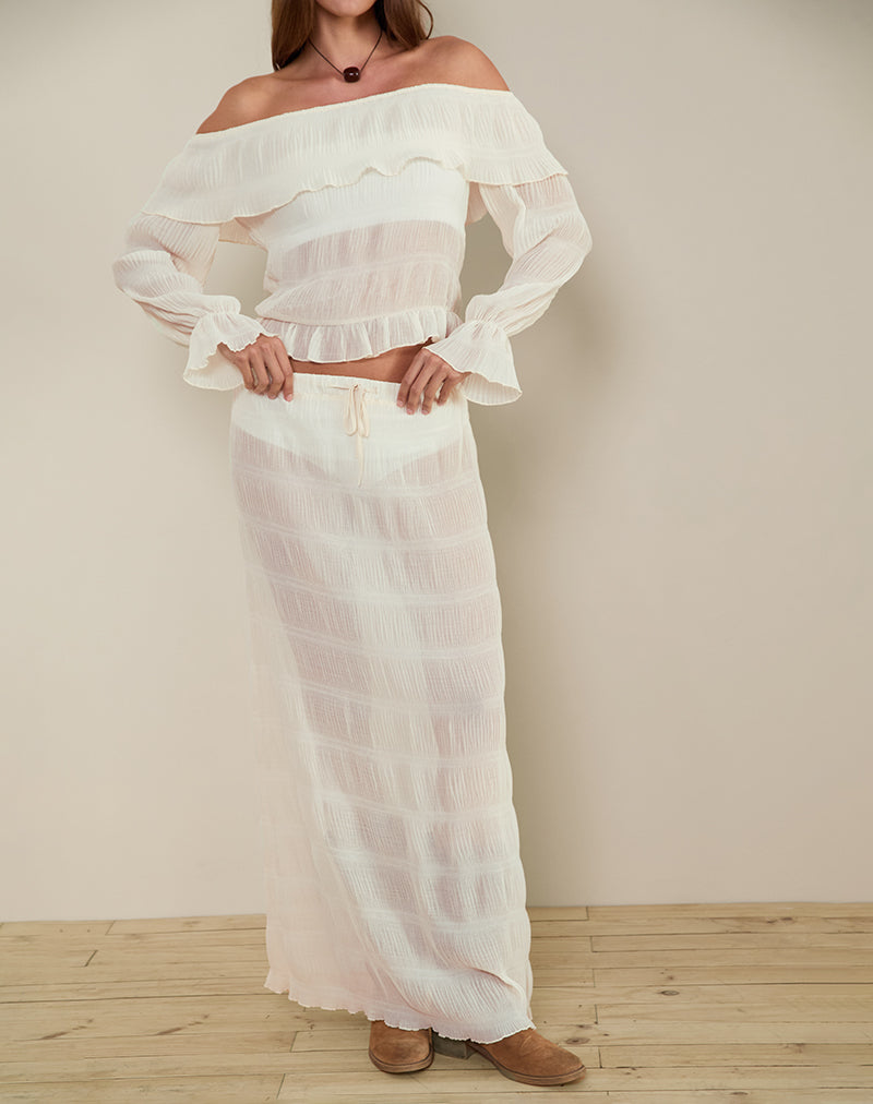 Bild von Bente Ungefütterter Maxirock aus Chiffon Plissee Elfenbein