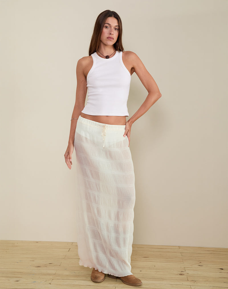 Bild von Bente Ungefütterter Maxirock aus Chiffon Plissee Elfenbein