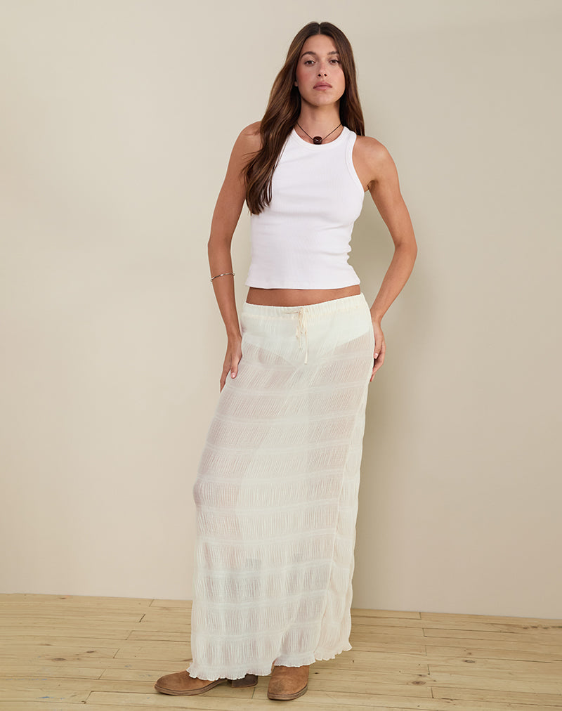 Bild von Bente Ungefütterter Maxirock aus Chiffon Plissee Elfenbein