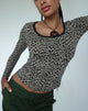 Image of Beshi Langärmeliges Top in Mini Cheetah Schwarz Bindung