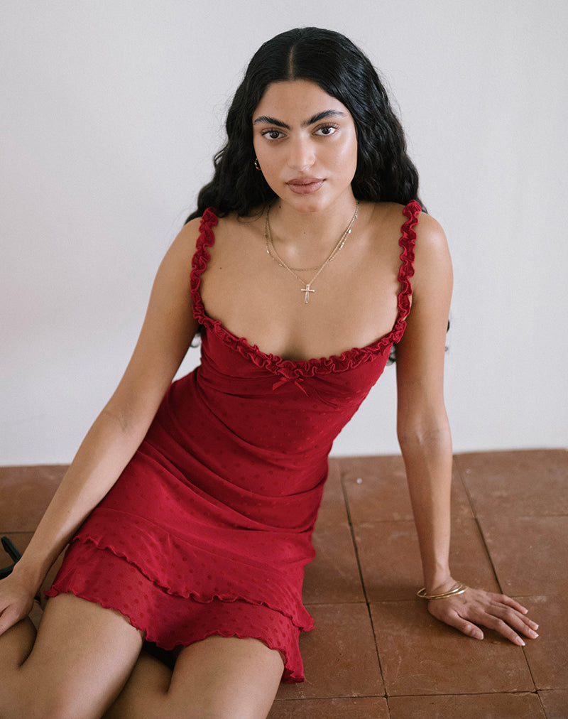 Bild von Bestari Minikleid in Basic Polka Cherry