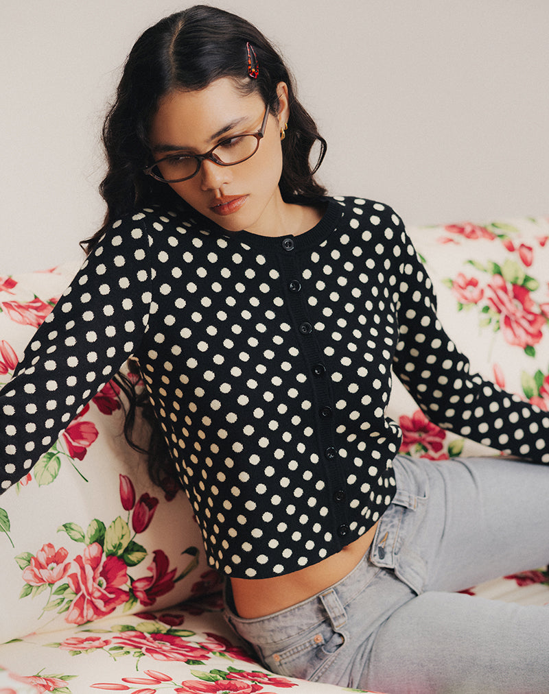 Bhavina Strickjacke in Mono Polka