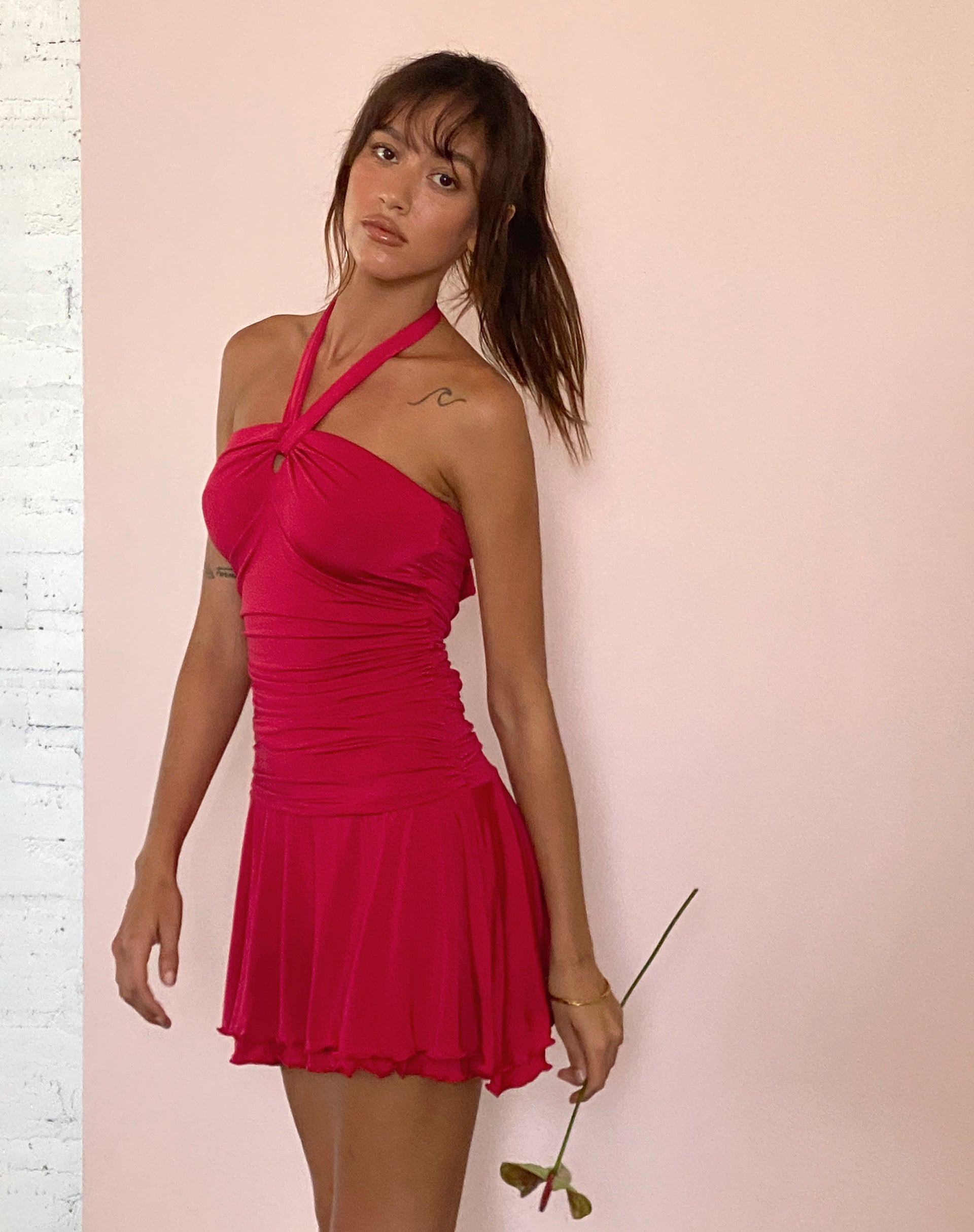 Bild von Bibi Bandeau Neckholder Minikleid in Rot