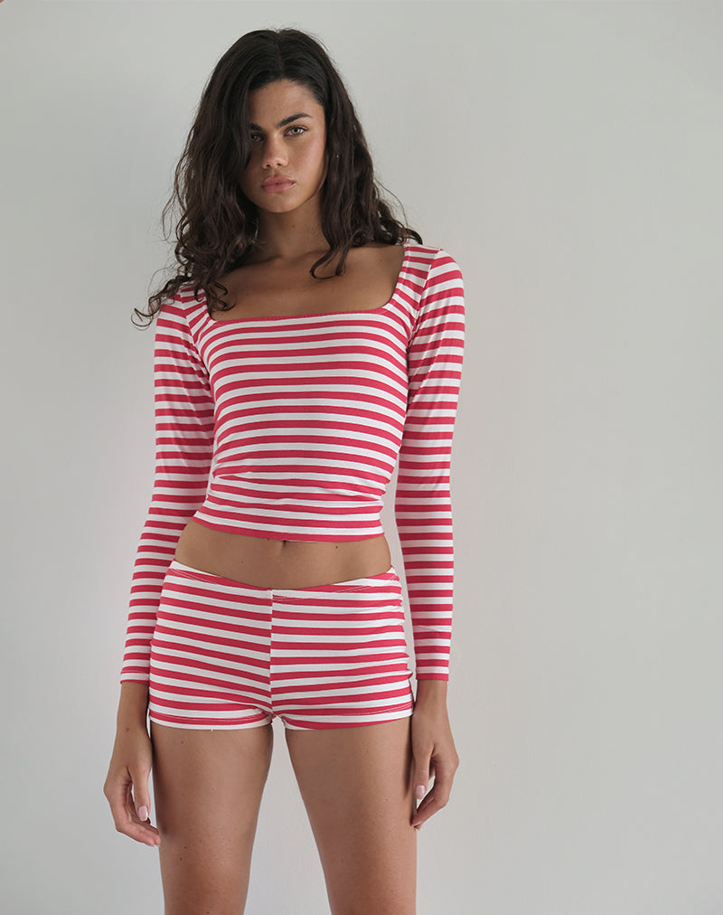 Eunia Micro Shorts in Rot und Weiß gestreift
