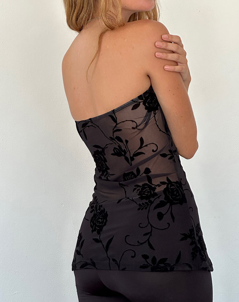 Image of Bilancia Bandeau Top in Rose Flock Schwarz